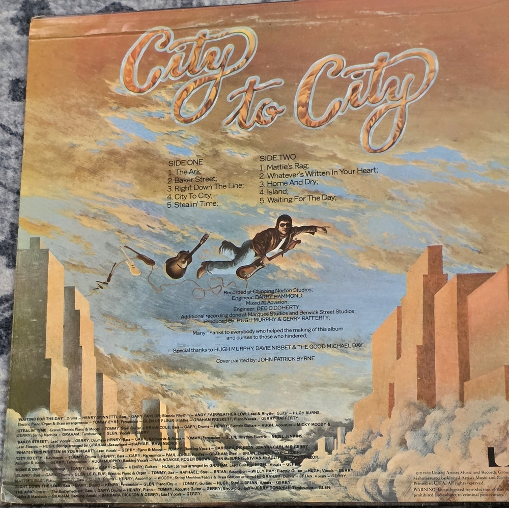 Gerry Rafferty City To City 1978 United Artists UA-LA840-G Rock Vinyl LP Vintage - Picture 6 of 15